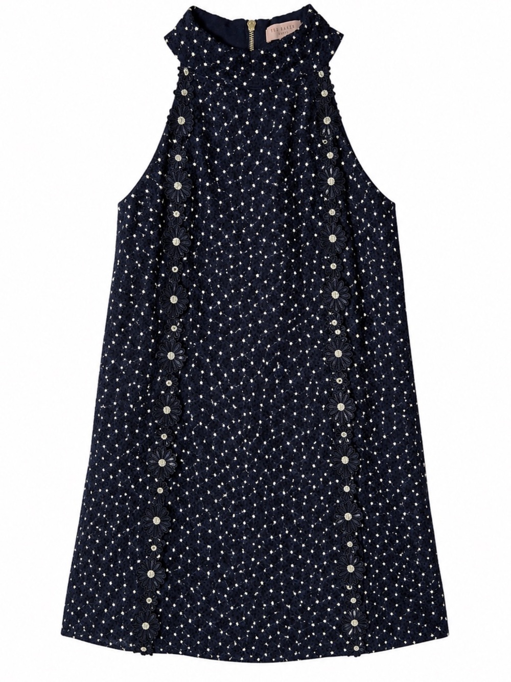 Ted Baker‎ Daysil Daisy Lace Halter Dress Navy Mini Shift Sz 4